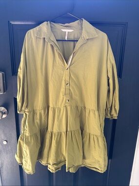 Free People Tiered Mini Dress - Olive